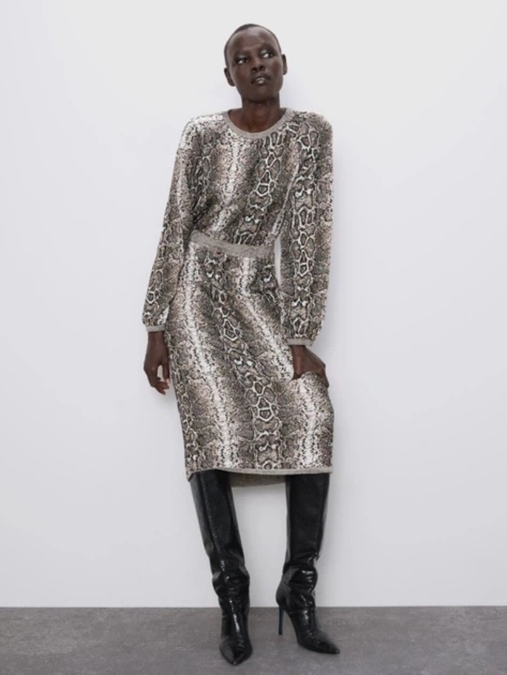 Zara Snakeskin Print Mob Wife & Maximalist Glamour Dress Woman's Size S